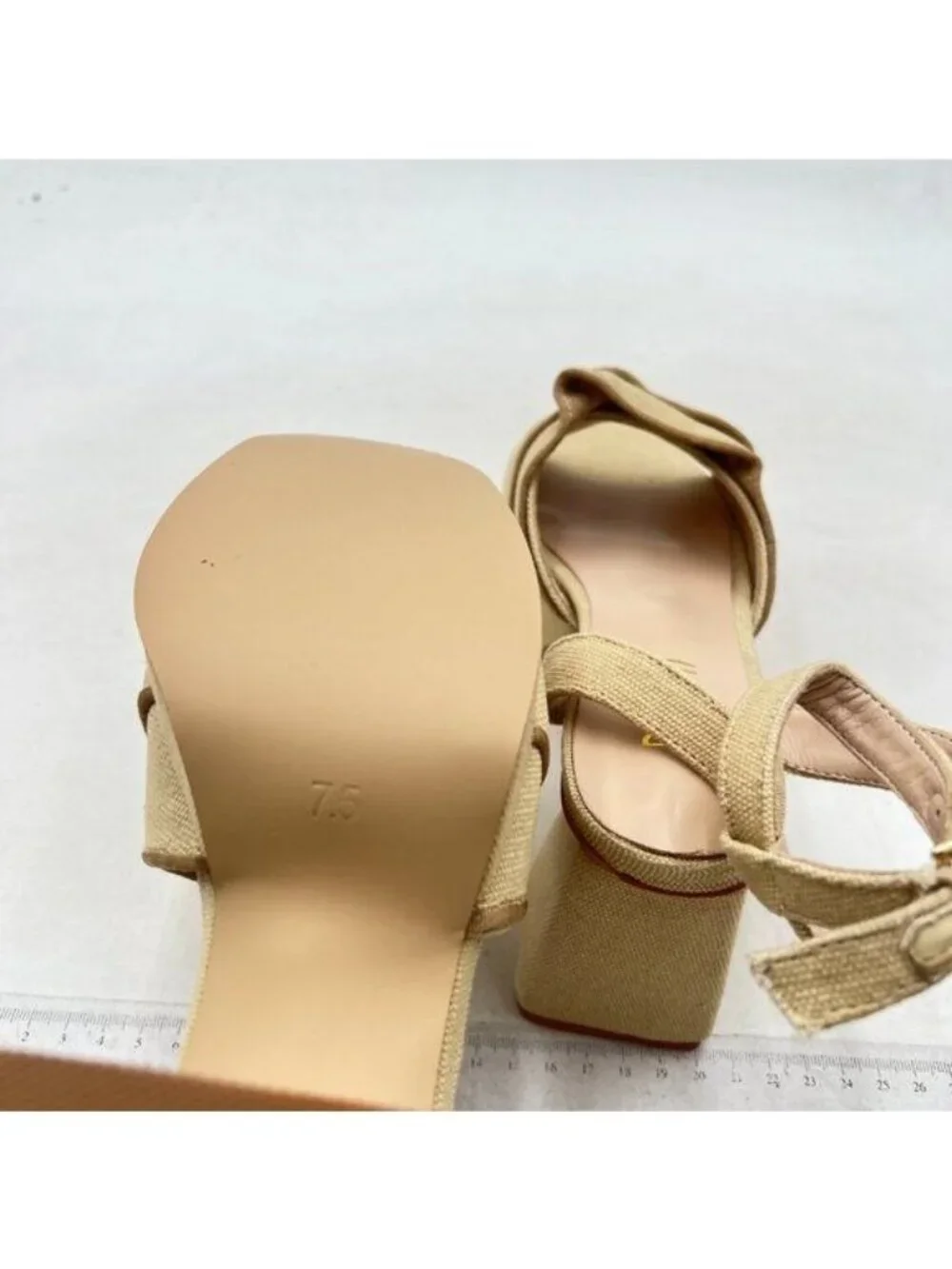 Pazzion Women Platform Square Toe Pleated Ruffle Sandals Chunky High Heels Nude